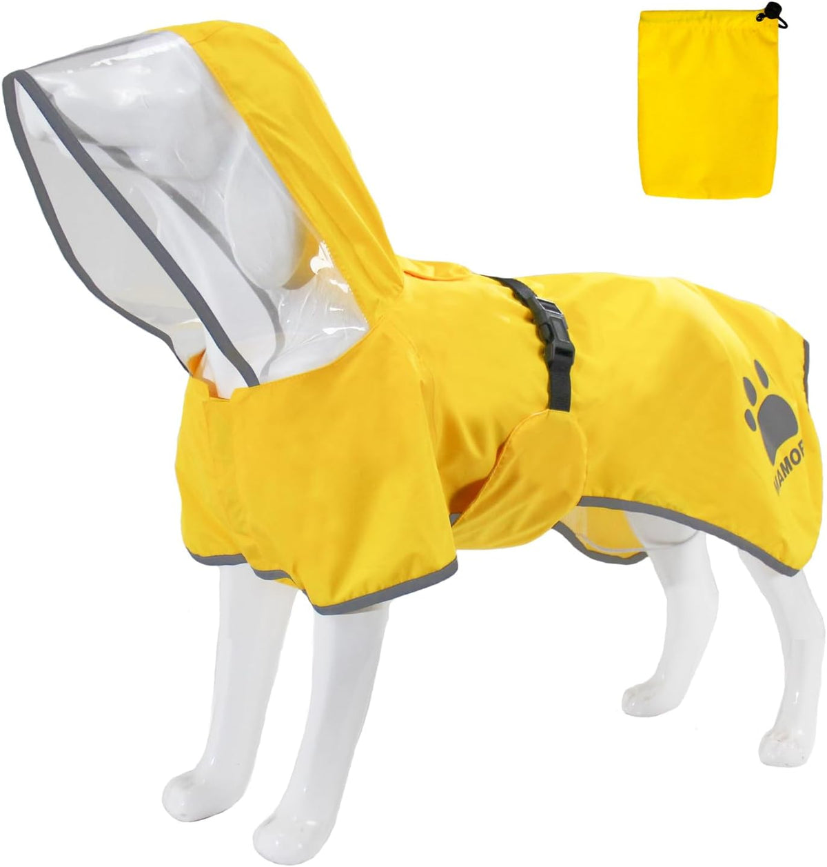 MAMORE Dog Raincoat Hooded Rain Jacket for Small Medium Large Dogs Slicker Poncho Bottom Waterproof Adjustable Reflective Breathable Leash Hole (Blue, Small)