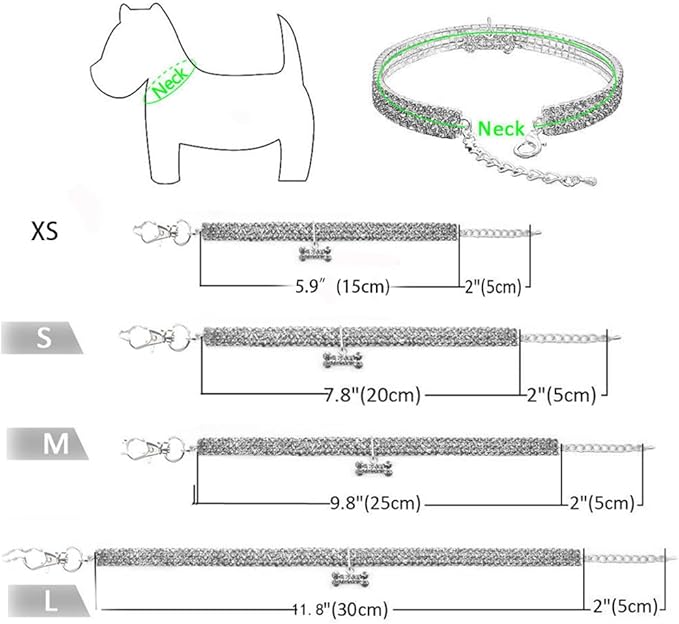 Pet Collar with Diamonds, Adjustable Crystal Diamond Elastic Heart Claw Pendant - Image 4