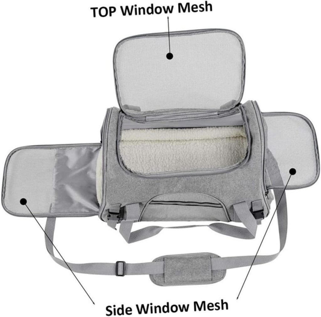 Milisten Breathable Pet Carrier Bag Collapsible Dog Cat Backpack for Travel Camping Sightseeing with Mesh Ventilation Comfortable Spacious Design Gray