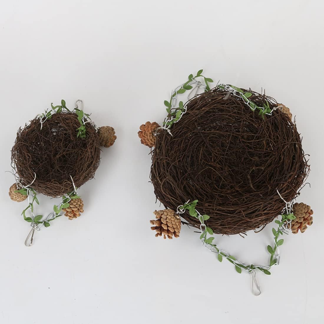Natural Rattan Nest Small Medium Large Bird Swing for Parrot Parakeet Cockatiel Conure Cockatoo Macaw Amazon African Grey Lovebird Finch Canary Budgie Cage Perch Toy (Small)