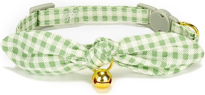 Bowtie Cat Collar with Bell, 2 Pack Cotton Breakaway Kitten Collars with - Image 2