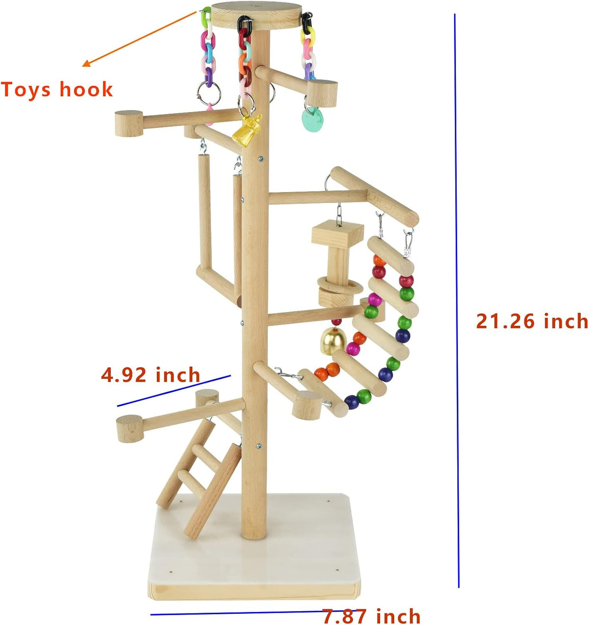 Wood Bird Playground Parrots Climbing Perch Parakeets Swing Ladder Chew Toy