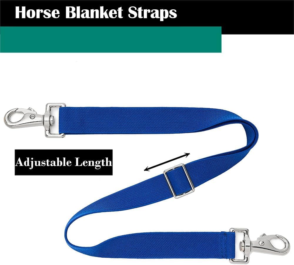 Premium Horse Blanket Sheet Leg Straps, Replacement Stretchy Belly Strap with Double Swivel Snaps, Adjustable Elastic Length from 24 to 42 Inch Winter Blanket 8 Pcs (Multi-Color)