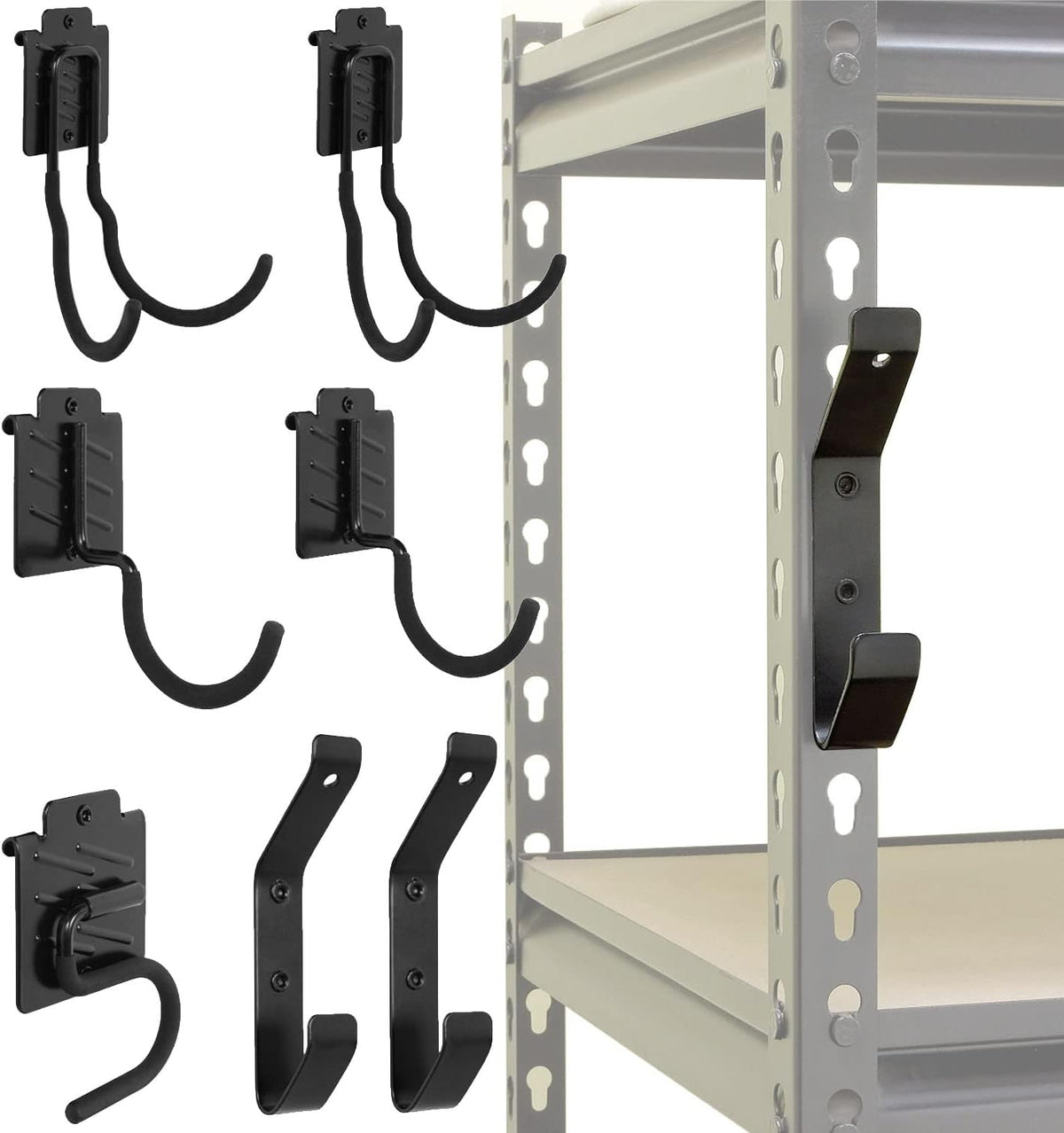 Wallmaster Garage Hooks Organizer Kit, 12 Pack Adjustable Shelving Hooks
