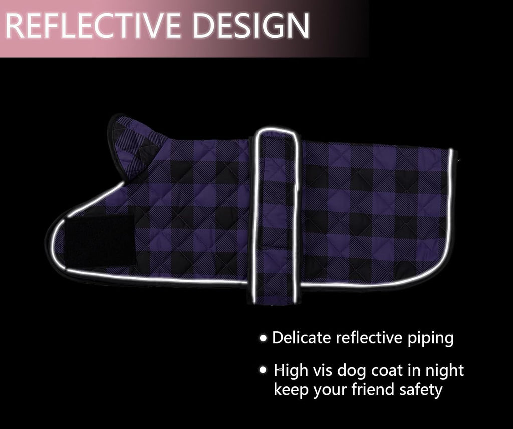 Waterproof Warm Thermal Quilted Dachshund Coat with Warm Fleecy Lining Inside,Outdoor Dog Apparel with Adjustable Bands for Small,Medium Dog-Purple-M