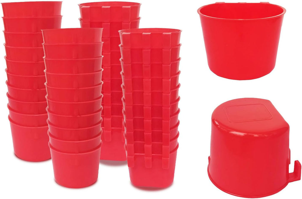 Pack of 40 Cage Cups Birds Feeders Seed Bowl Chicken Feeding Watering Dish Rabbit Water Food Hanging Wire Cages Box 8 oz Coop Cups for Pet Parrot Parakeet Game Fowl Poultry Pigeon