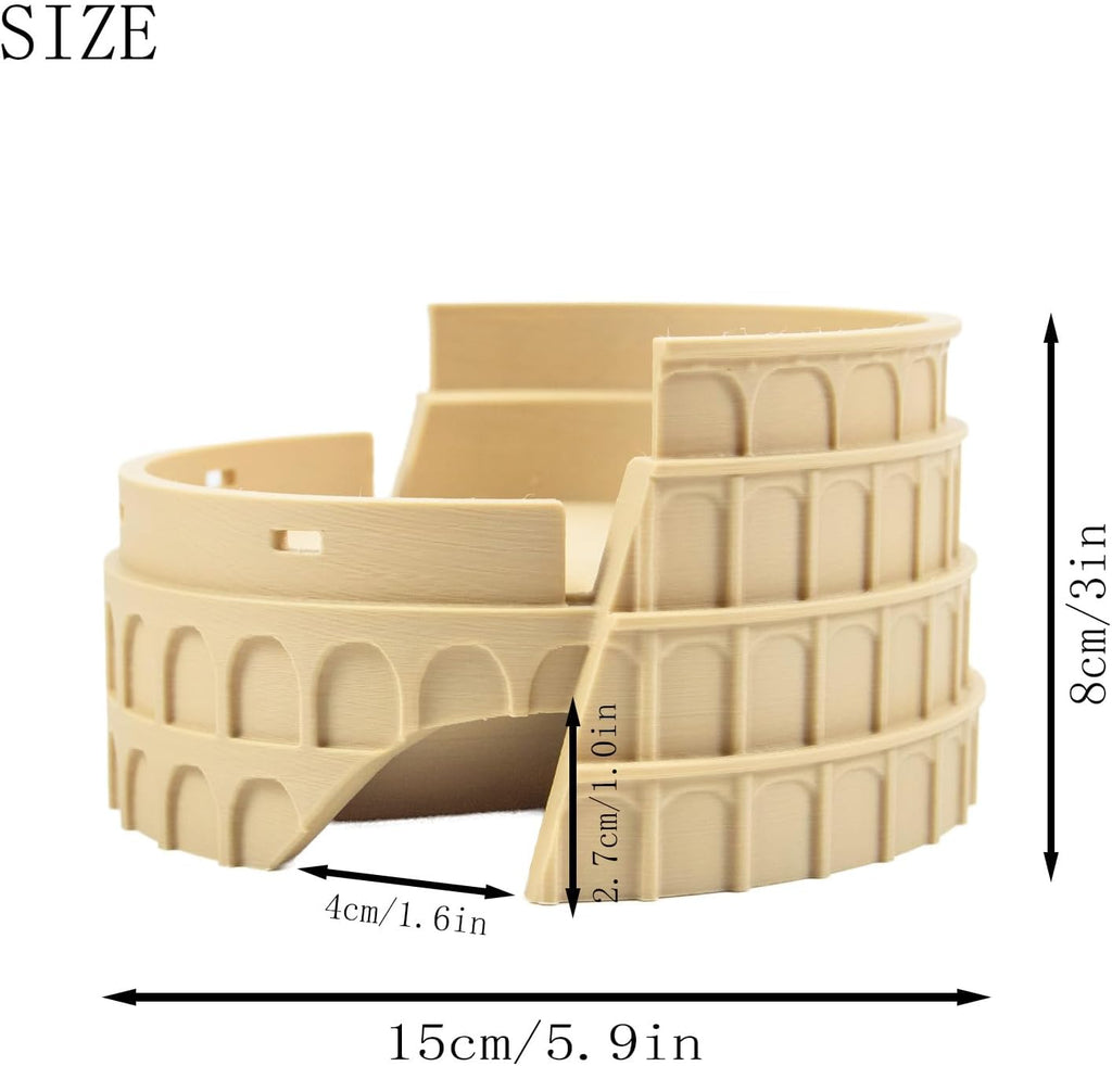 Reptile Basking Platform and Habitat Decor Lizard Hideout Cave and Climbing Ramp 3D Printed Roman Colosseum for Leopard Gecko, Bearded Dragon, and Small Amphibians