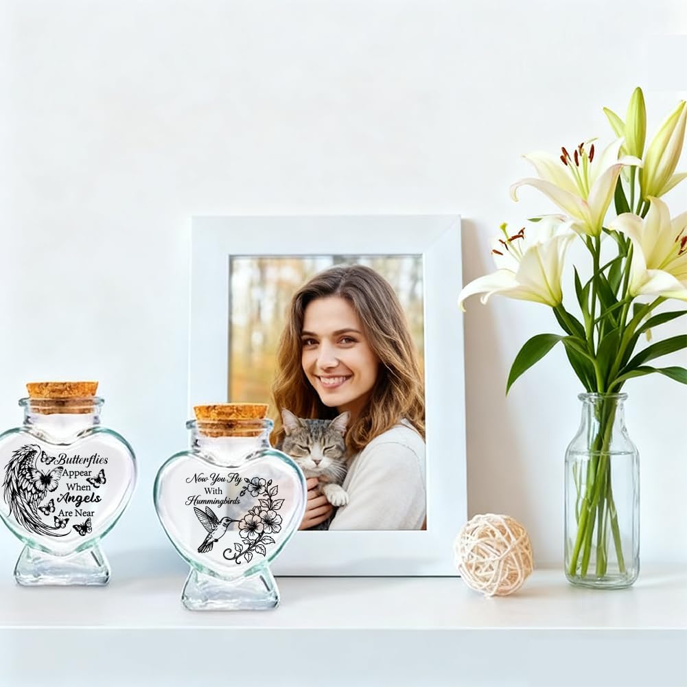 2Pcs 2 Styles Pet Fur Keepsake Bottle 2.95" x 2.48" Bird Design