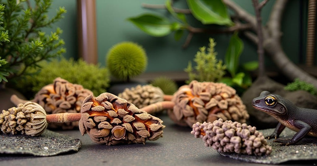 Galapagos (05159) Magnolia Seed Pods for Natural Bioactive Terrariums Provides shelter and Food for microfauna 2-4 inch pods 5pk
