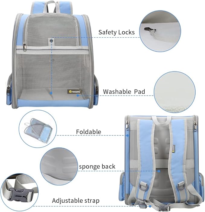 Texsens Pet Backpack Carrier for Small Cats Dogs | Ventilated Design, Safety - Image 4