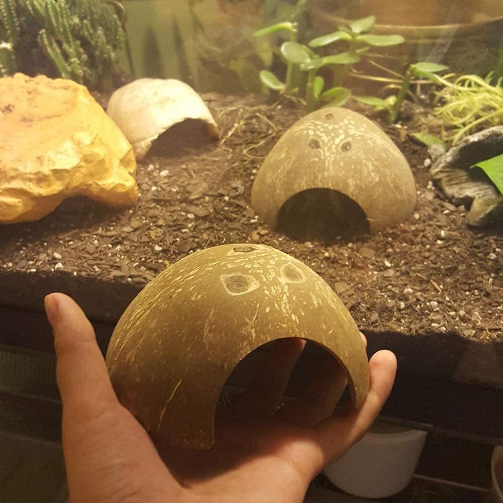 SINKOO 16PCS Hermit Crab Shells (7 Types) Growth, Hermit Crab Coconut Hut