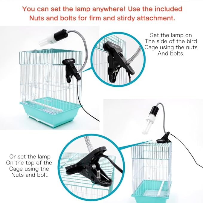 FUNKS TORITOMOSU Bird Cage UVB Light Combo Kit, AvianSun Lamp 2.4% UVB UVA 20W - Image 8