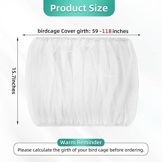 Large Bird Cage Cover, Bird Cage Seed Catcher, Adjustable Soft Airy Nylon Mesh - Image 7