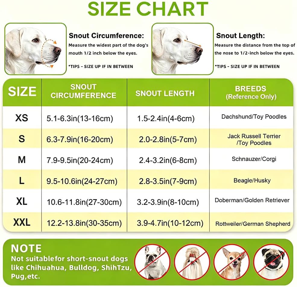 Dog Muzzle, Breathable Mesh Muzzle for Small Medium Large Sized Dogs, Adjustable Soft Muzzles to Prevent Chewing, Biting & Scavenging, Training and Walking Allows Panting Drinking (L)