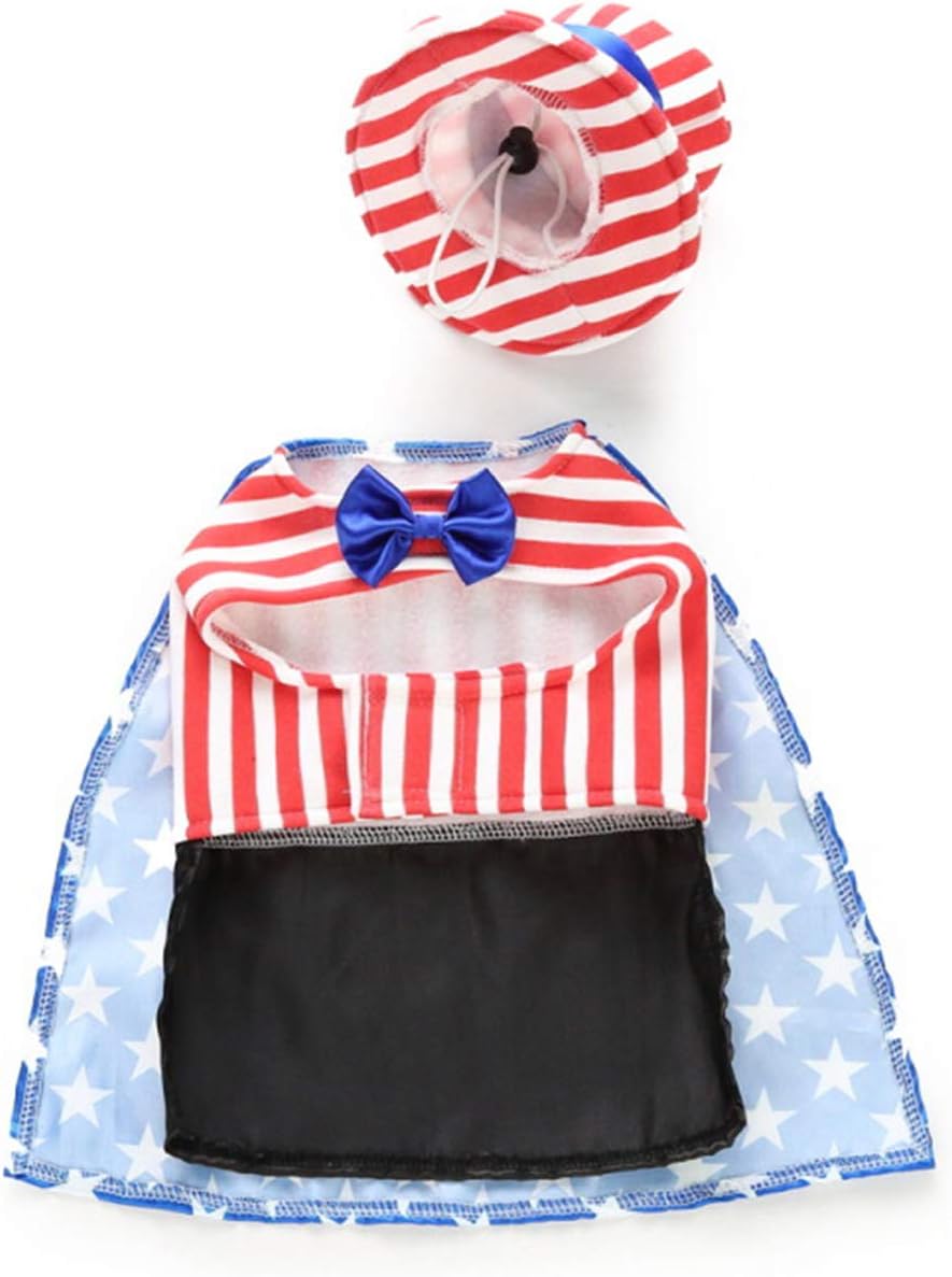 GabeFish Dog 4th of July Dress, Uncle Sam Costume for Pets, Cats Independence Day Clothes Apparel Boy Small