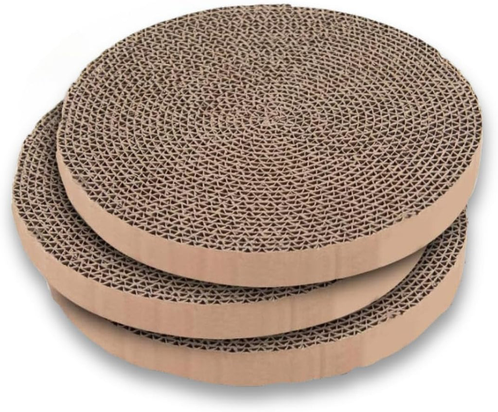 Scratch and Spin Cat Scratcher Replacement Pads for Active Play, Natural Recycled Corrugated Cardboard, Supports Pet Behaviors, Relieves Stress - 5 Count