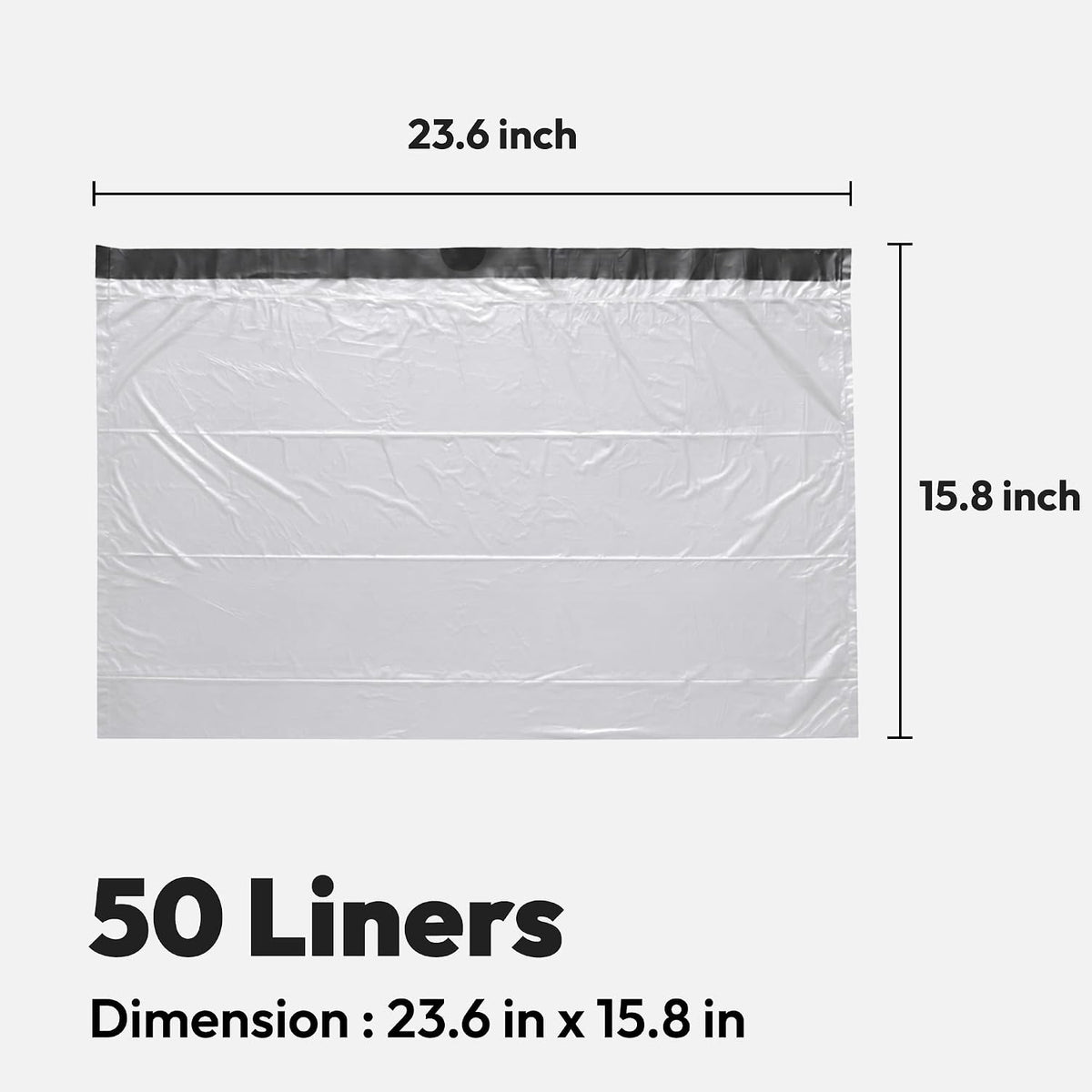 50 Pack Waste Bags, Compatible with Litter Robot 4/5/3, Drawstring Liners for Self Cleaning Litter Box, Clear Cat Litter Bags, Pre-Separated, Transparent, Replacement Bags, 23.6" x 15.8"