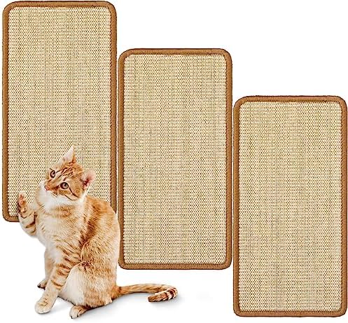Mixweer 3 Pcs Wall Cat Scratcher Mat 19.7 x 9.8" Mounted Scratching Pad