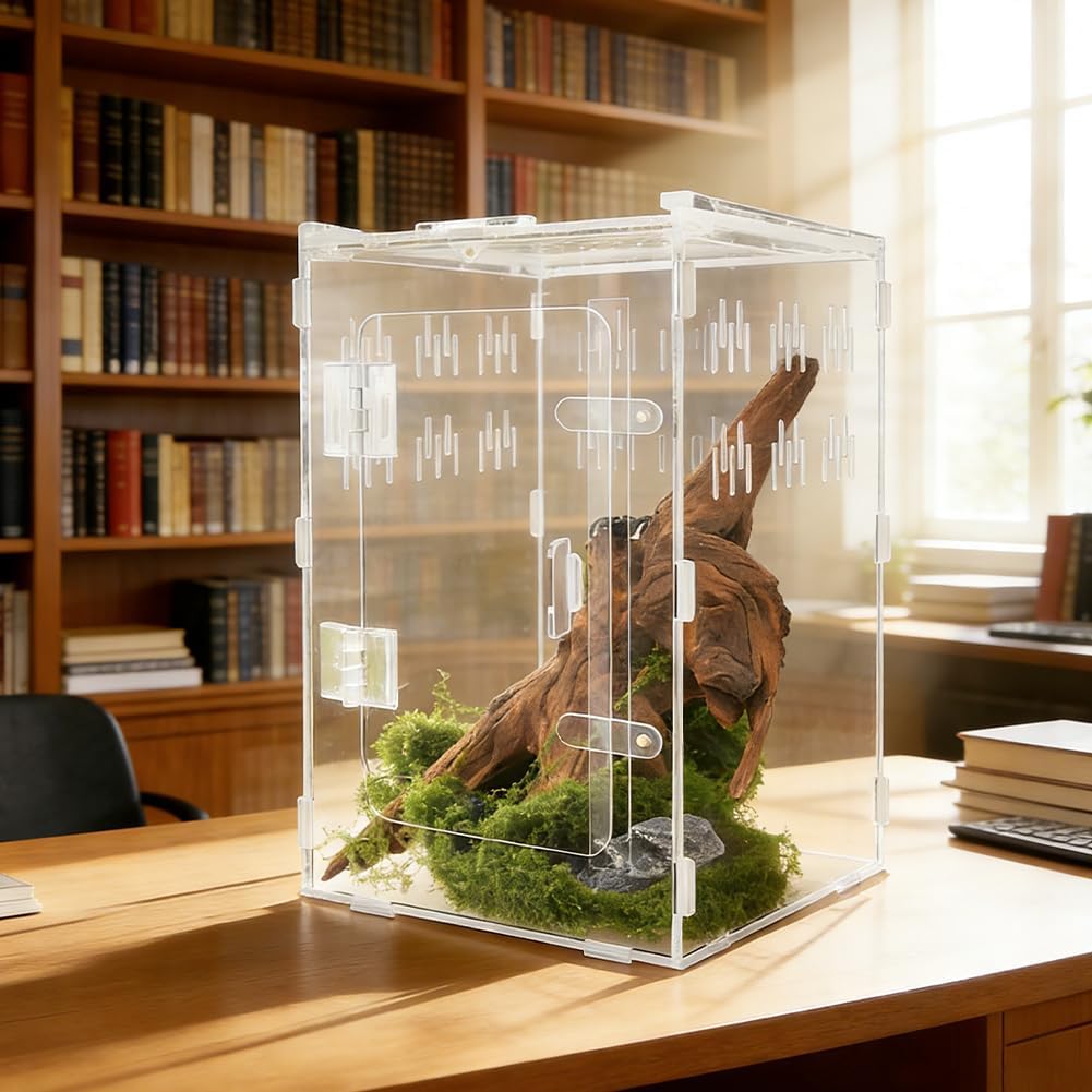 DICOSMETIC 1Pc Jumping Spider Enclosure Acrylic Transparent Enclosure Large Reptile Breeding Enclosures Tarantula Spider Box for Small Reptile Spiders Amphibians