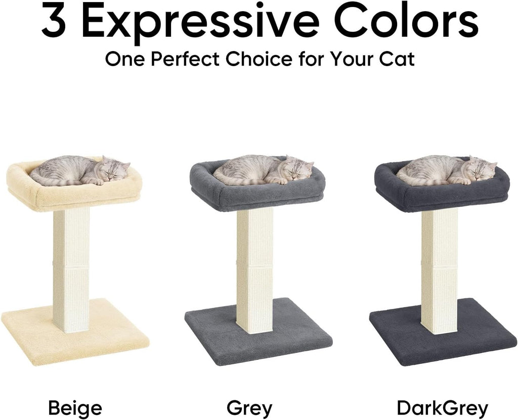 Cat Scratching Post with Plush Perch for Indoor Cats, 32 Inch, Beige