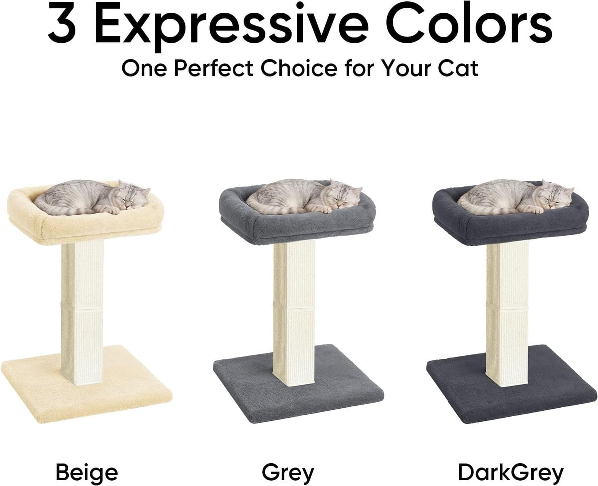 Cat Scratching Post with Plush Perch for Indoor Cats, 32 Inch, Beige