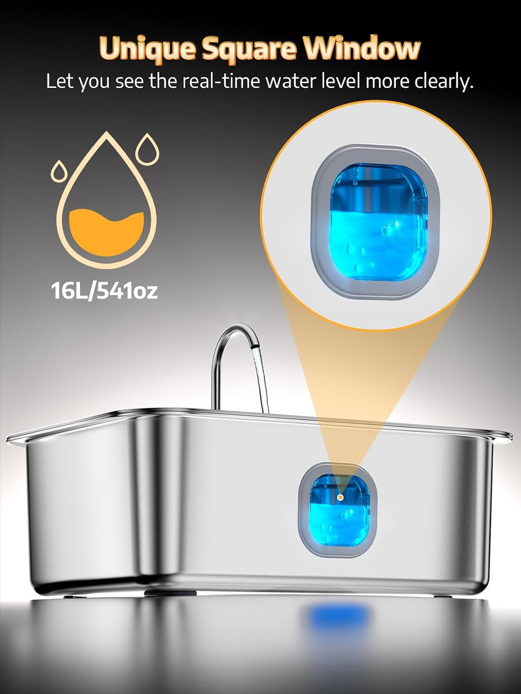 4.2Gal Dog Water Fountain for Large Dogs, 16L Dog Fountain Water Bowl