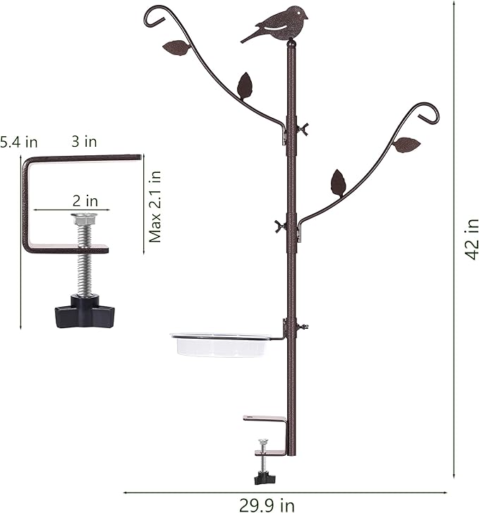 Deck Bird Feeder Pole Porch Multi-Hooks Hanging Kit - Image 2
