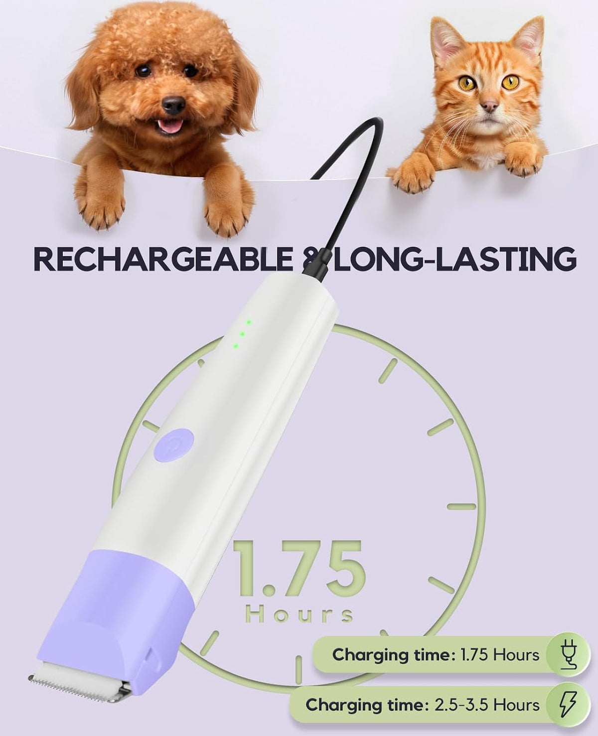 4 in 1 Rechargeable Dog Clippers Grooming Kit with 2 Speeds and Low Noise