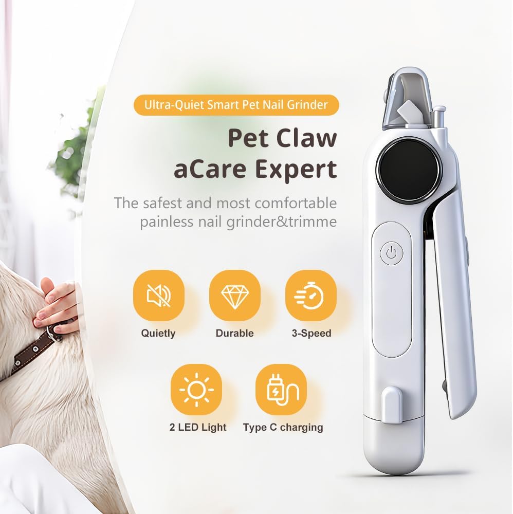 Dog Nail Grinder & Clipper - Rechargeable, Quiet