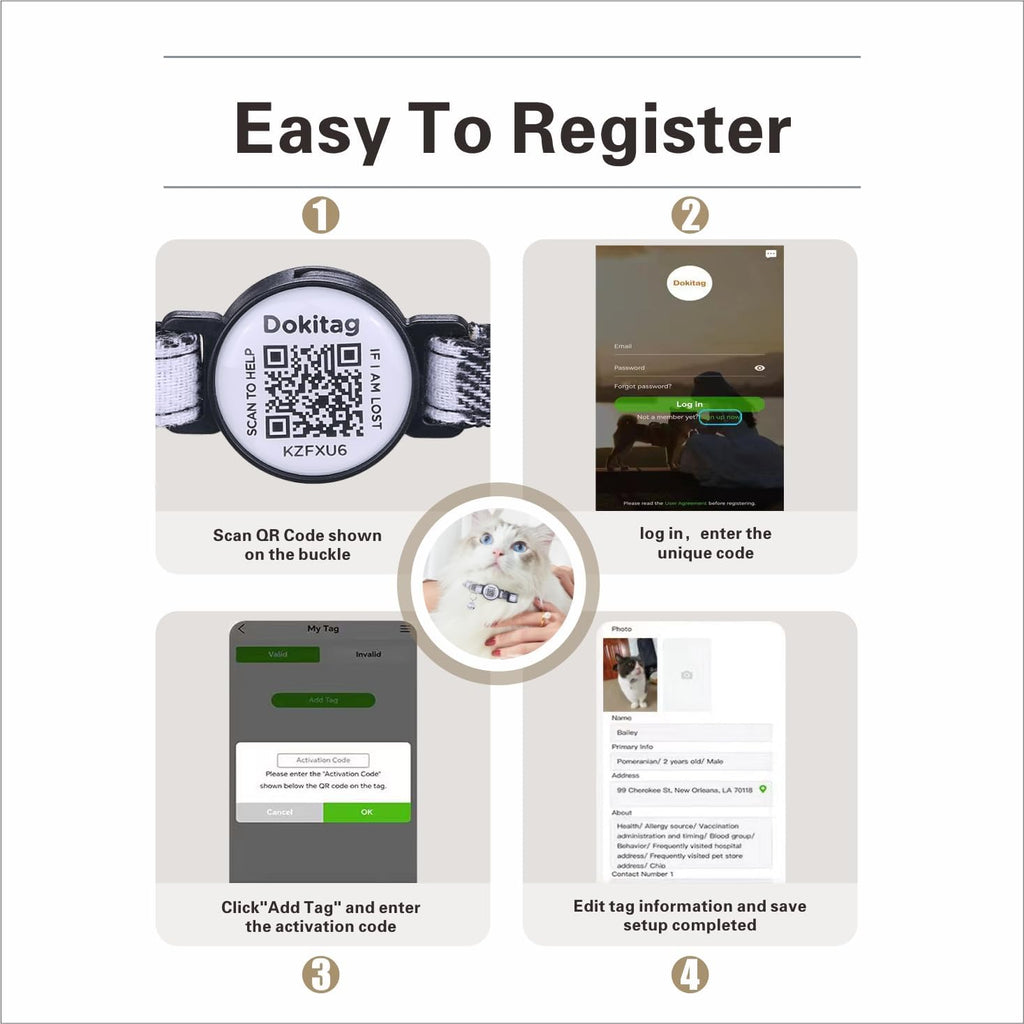 6(Pack) Cat Collar Breakaway with QR Code Name Tag,Pet ID Tag,Scan QR Receive Instant Pet Location Alert Email 6pack (Pink & Black & Orange & Green & Red & Blue)