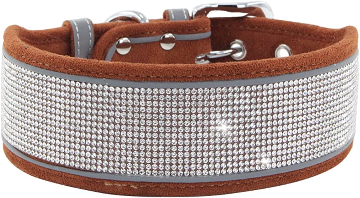 Serijoars Rhinestone Dog Collar, Dazzling Sparkling Soft Comfortable Reflective Large Dog Collar Crystal Diamond Collar for Small Medium & Large Dogs (S, Purple)