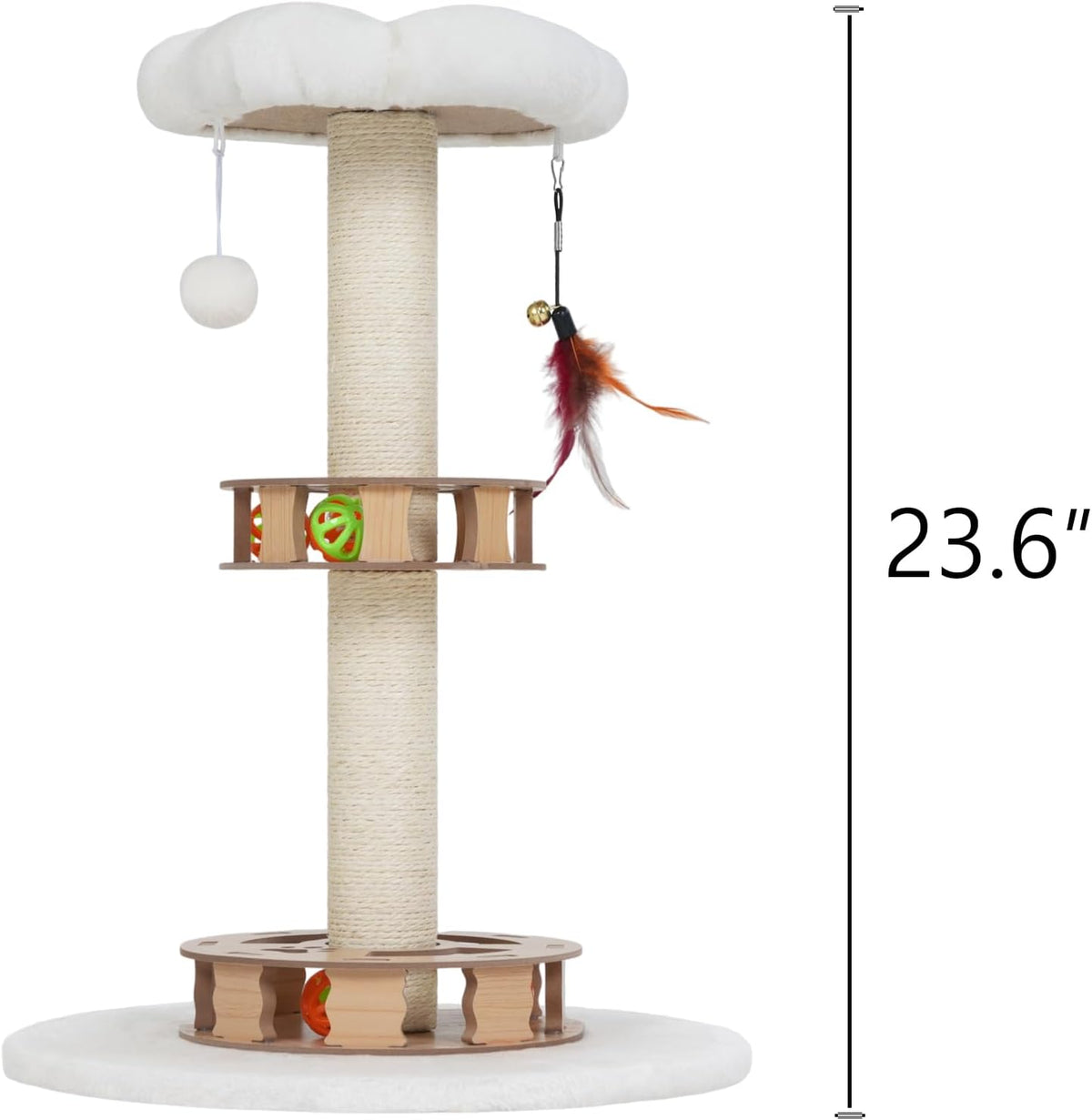 TWDEPART Cat Scratching Post Sisal Scratch Posts,with Hanging Ball and Cat Toys for Indoor Cats