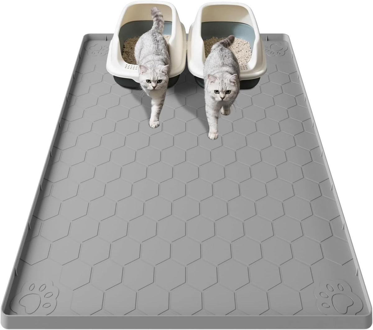 Cat Mat for Litter Box, 40" X 28" Large Silicone Cat Litter Trapping Mat