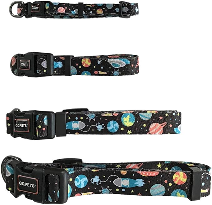 QQPETS Adjustable Soft Dog Collar: Print Flower Pink Multicolor Cute Patterns - Image 4