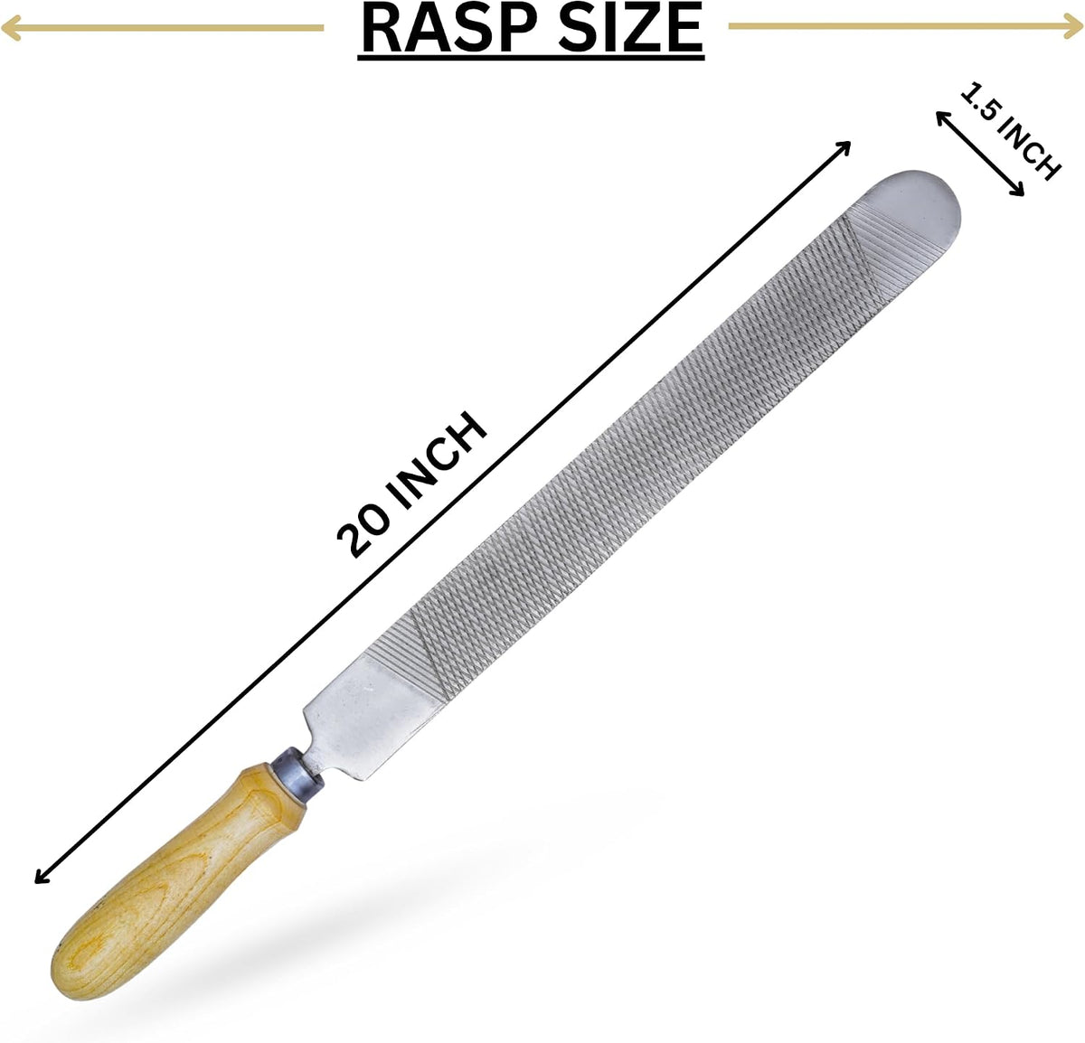 20" Hoof Rasp & Horseshoe File, Dual-Sided Coarse & Fine Farrier Rasp, Carbon Steel Hoof Trimming Tool with Non-Slip Wooden Handle for Horses, Goats, Cows & Livestock