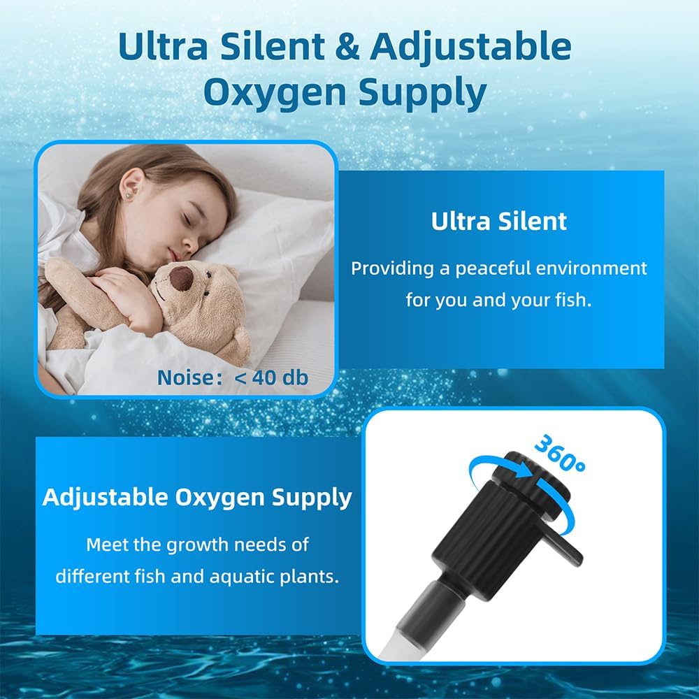 DaToo Aquarium Filter 35-75 Gallon Fish Tank Filter 400GPH Powerful Pump for Aquariums Adjustable Air Flow Submersible Internal Aquarium Filters for Pond Wavemaker Air Supply Freshwater and Saltwater