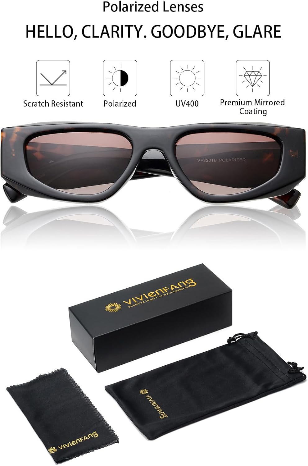 Trendy Polarized Cat Eye Sunglasses Womens Men UV400 VF3201