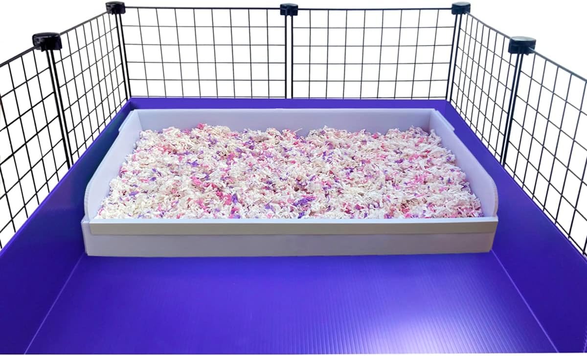 Andescobo Guinea Pig Litter Box Guinea Pig Kitchen for All C&C and Midwest Cages,Guinea Pig Hay Box Keep The Guinea Pig Cage Clean and Tidy. White