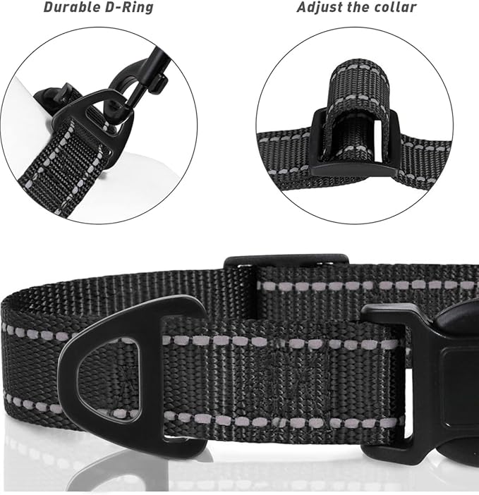 TagME Reflective Nylon Dog Collars, Adjustable Classic Pet Collar - Image 3
