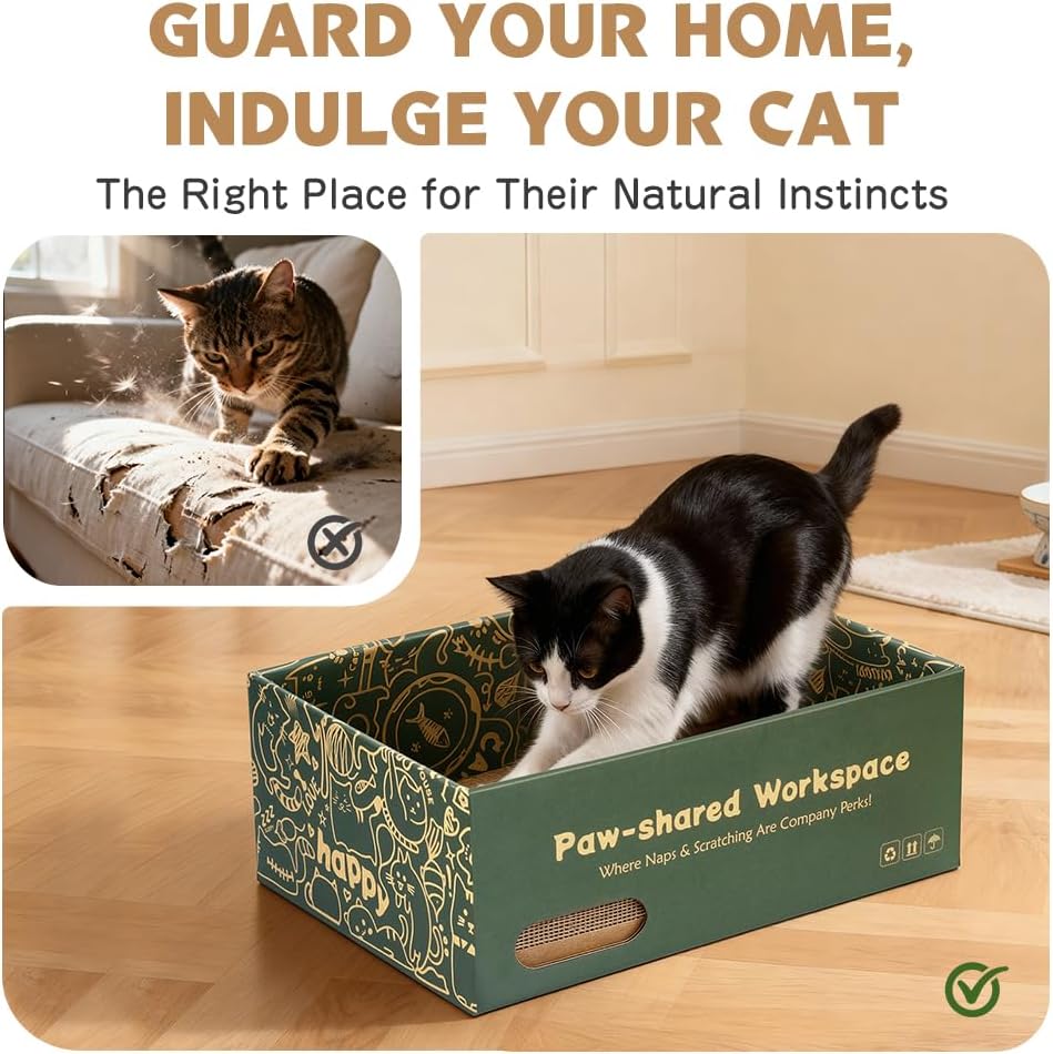 6 Pack Cat Scratcher Pads in Cardboard Box, Assembly-Free for Indoor Cats