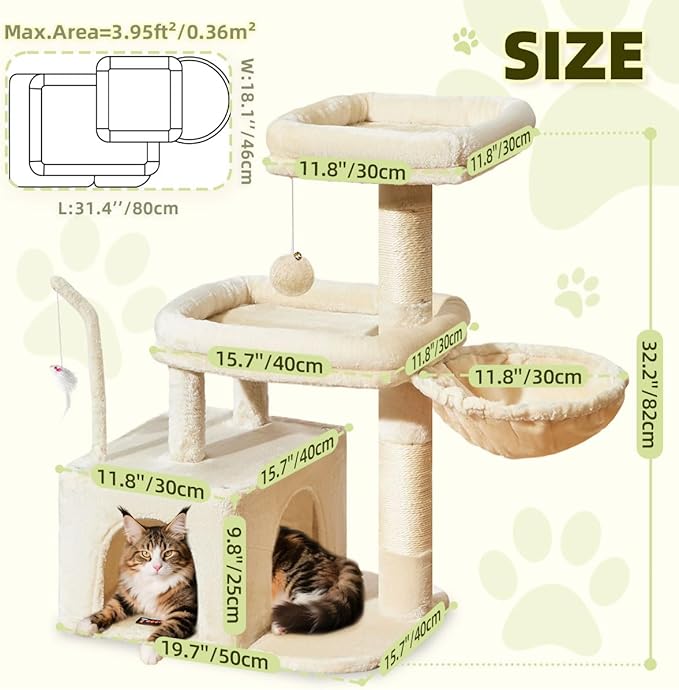 Taoqimiao MS043M Cat Tree, 32.2-Inch Cat Tower - Image 5