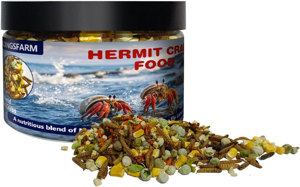 Hermit Crab Food, 4 oz Buffet Blend Mix with Mealworms, Black Soldier Fly Larvae and vegetables, Buffet Blend for Hermit Crab