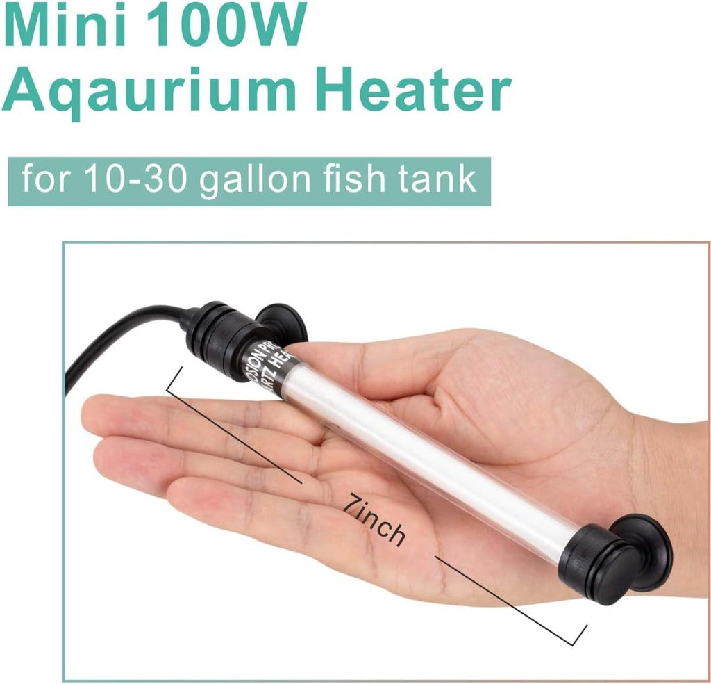hygger 100W Mini Inline Quartz Glass Aquarium Heater with External Controller, Adjustable Submersible Betta Fish Tank Thermostat for 10-30 Gallon