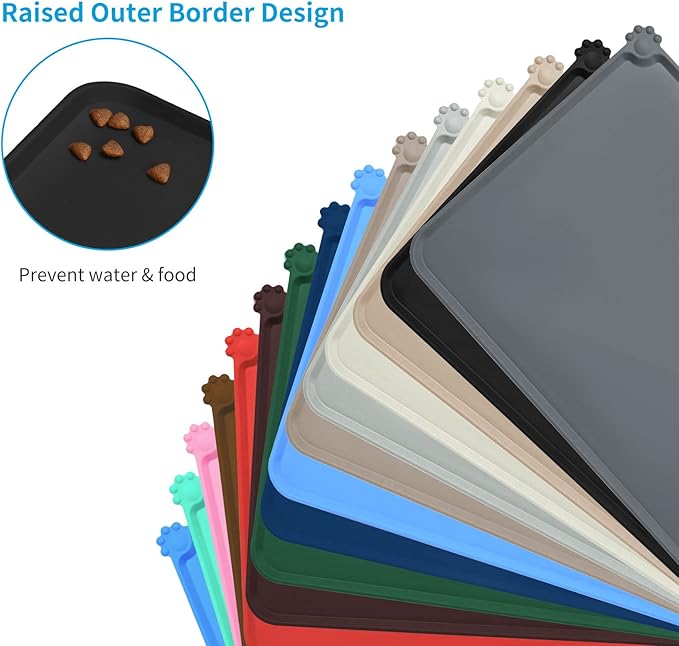 AUDWUD Silicone Waterproof Pet Feeding Mats, Anti Slip Bowl Pad, Dog Mat - Image 3