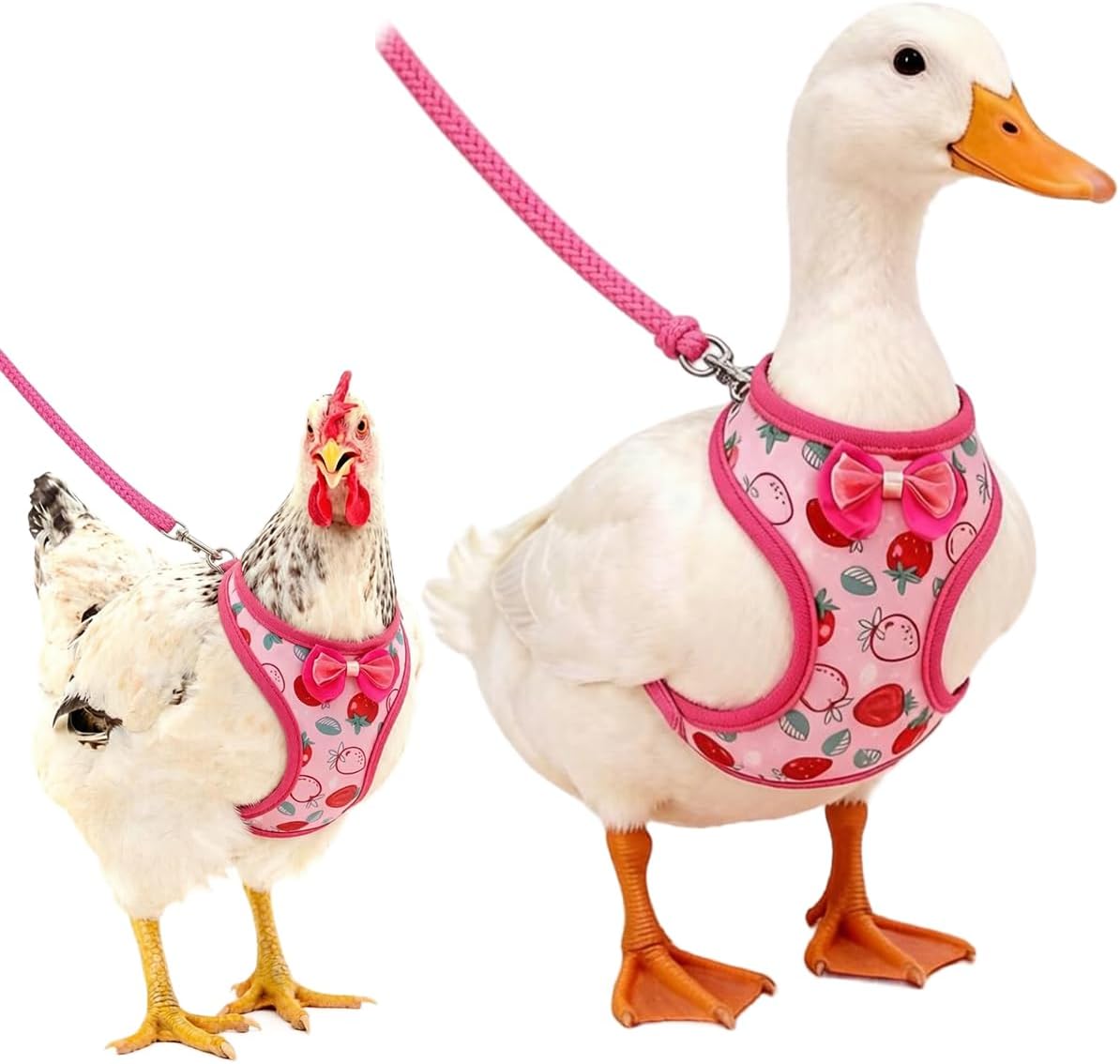 Chicken Harness with Leash, Duck Harness Vest for Goose Hans Yellow, Medium