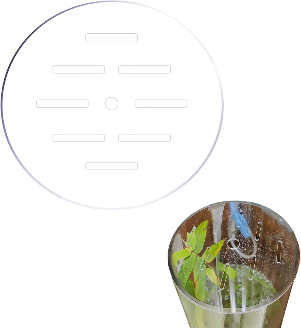 1 Pcs Acrylic Aquarium Anti-Jumping Lid Cover with Hole, Aquarium Cover Lid to Prevent Fish, Reptiles, Shrimp, Turtles from Jumping Out of The Tank, Thick 3mm (Diameter 7.8inch)