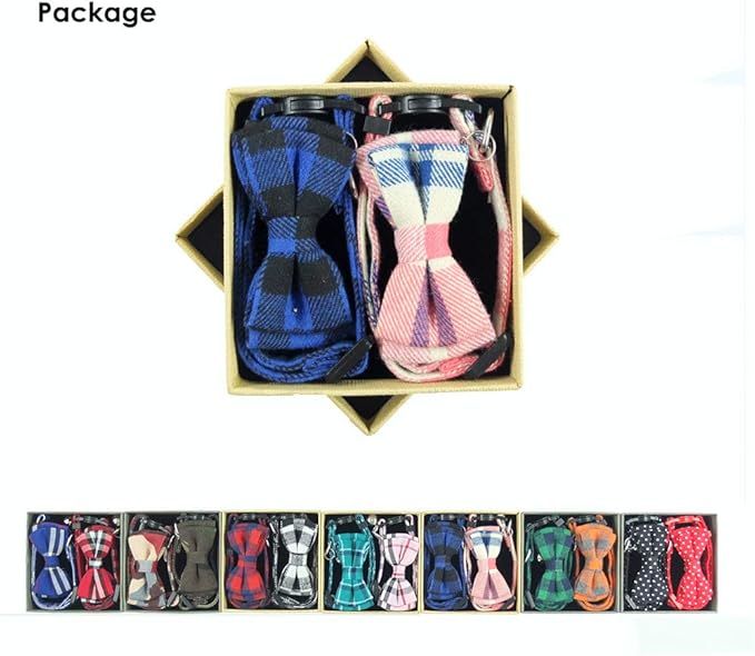 Cat Collar Breakaway with Bell and Bow Tie, Plaid Design Adjustable Safety - Image 2