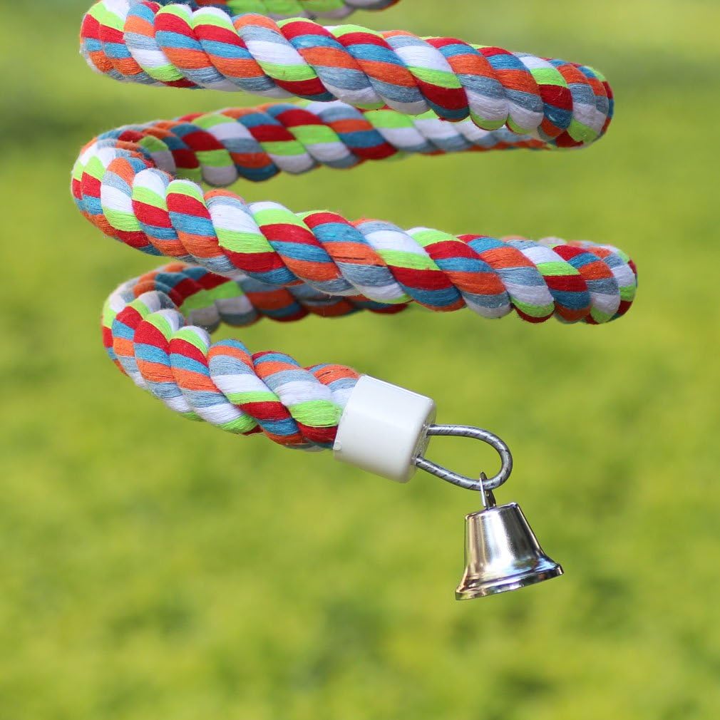 Kintor Bird Rope Bungee Perch,Cotton Chew Toy Swing for Medium Large Parrot