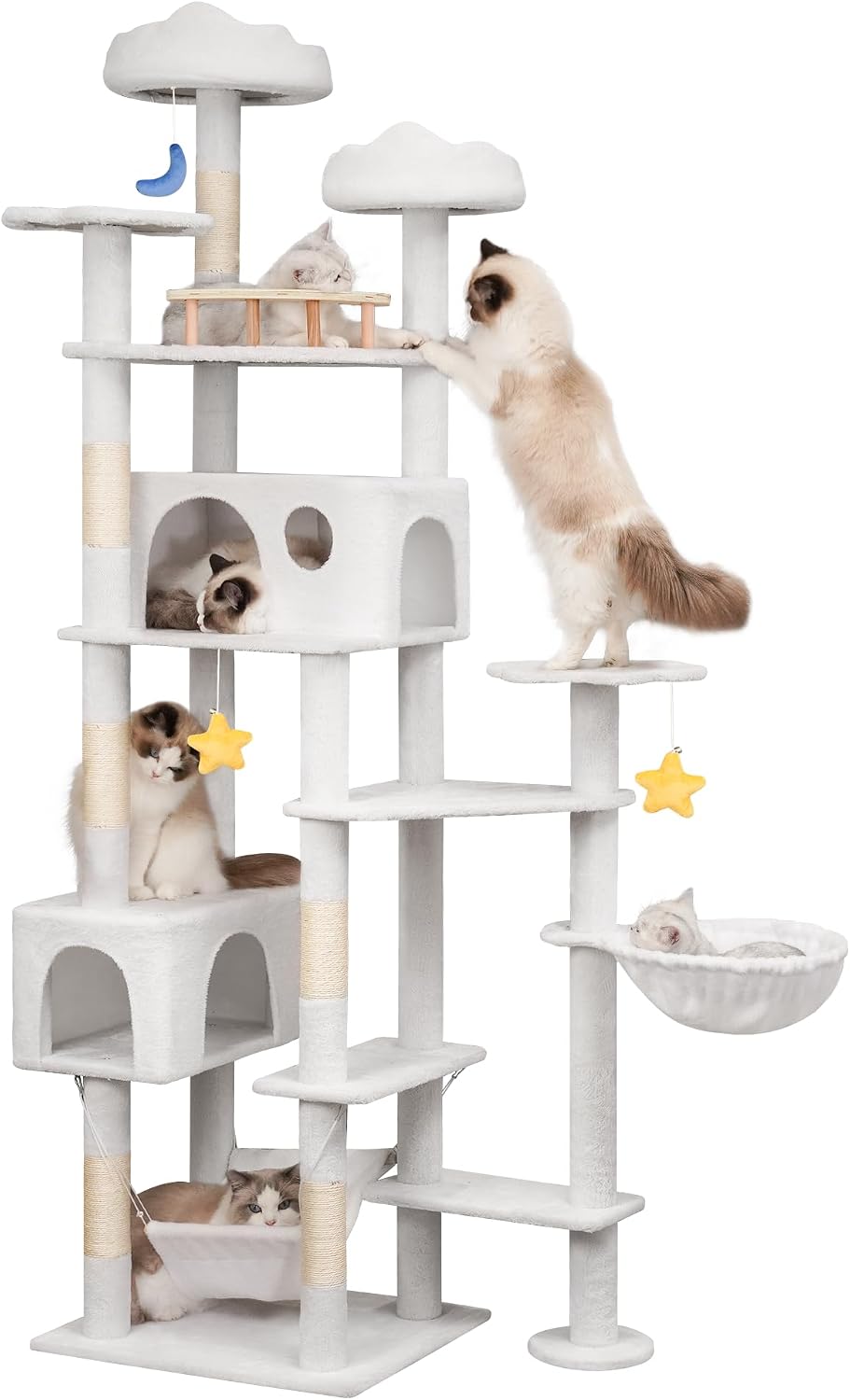 Black Cat Tree,79in Tall Tower for Multiple Indoor Cats Large Adult