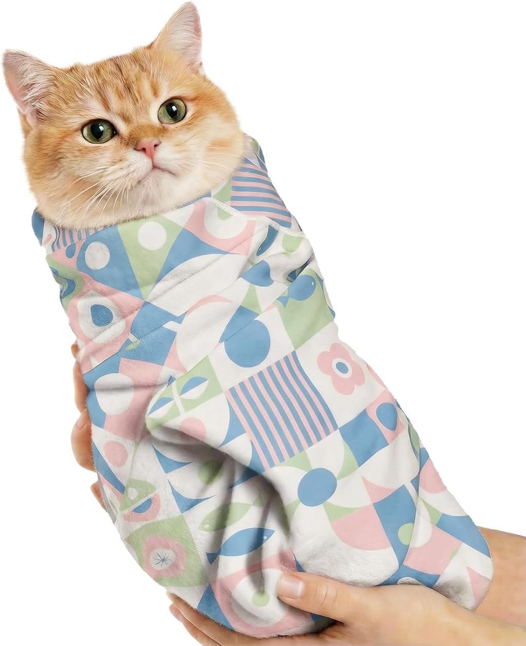 BFNN Cat Grooming Wrap for Cutting Nails, 27.6" Anti-Escape Calming Cat Swaddle Wrap for Medicine, Nail Clipping, Teeth Brushing, Ear Cleaning, Self-Adherent Burrito Restraint, (Tiger Print, L)